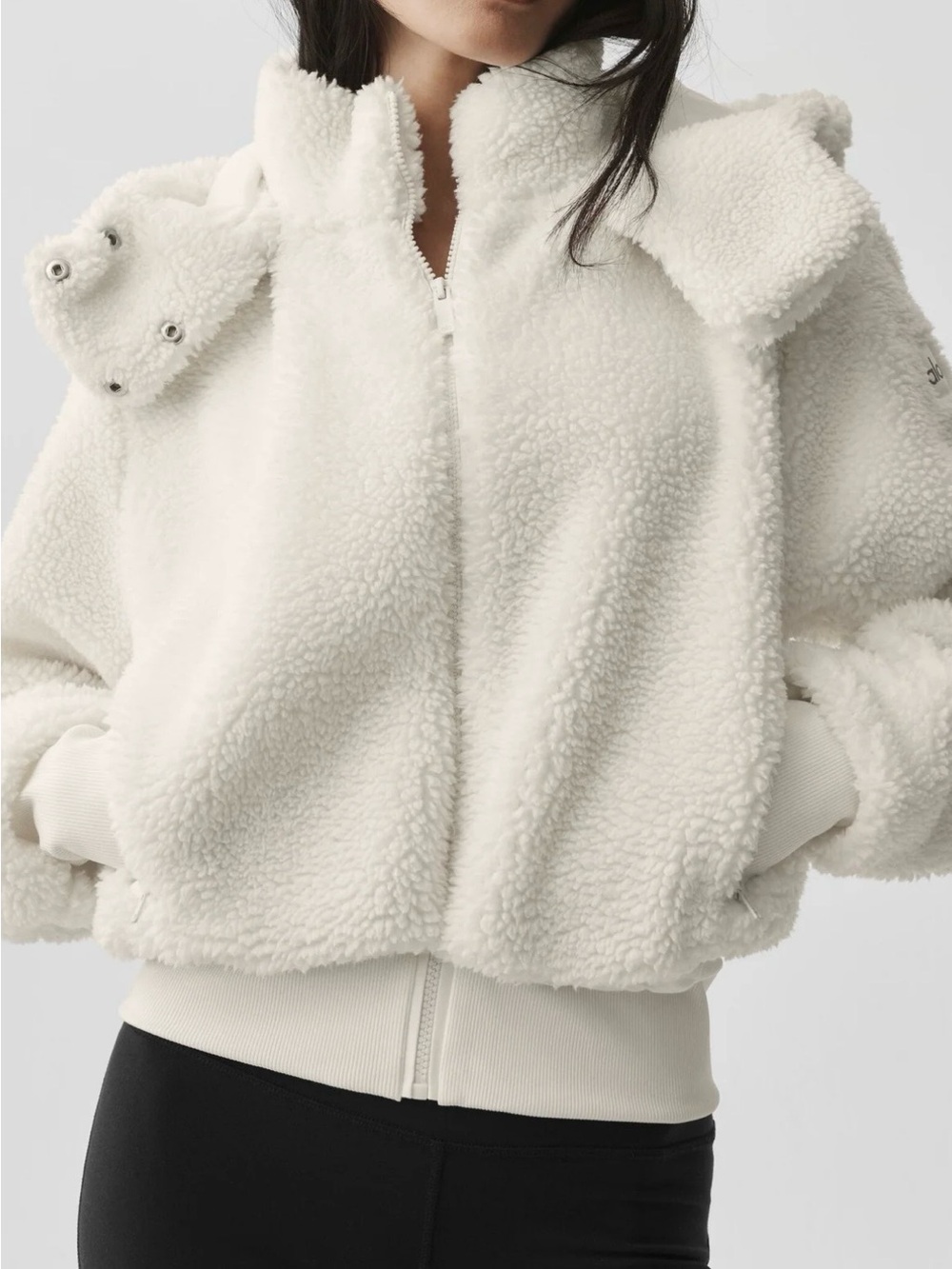 ALO Yoga Cream Sherpa Zip-Up Jacket